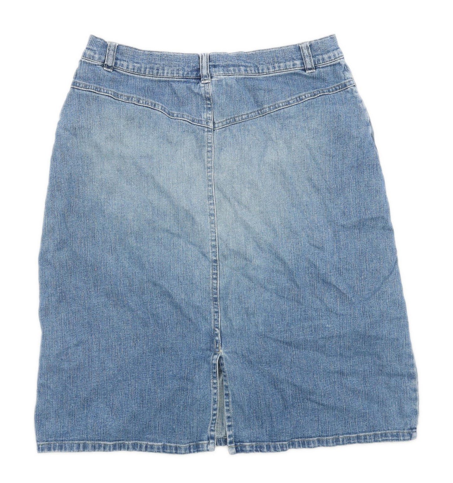 Naughty Womens Size 14 Denim Blue A-Line Skirt (Regular)