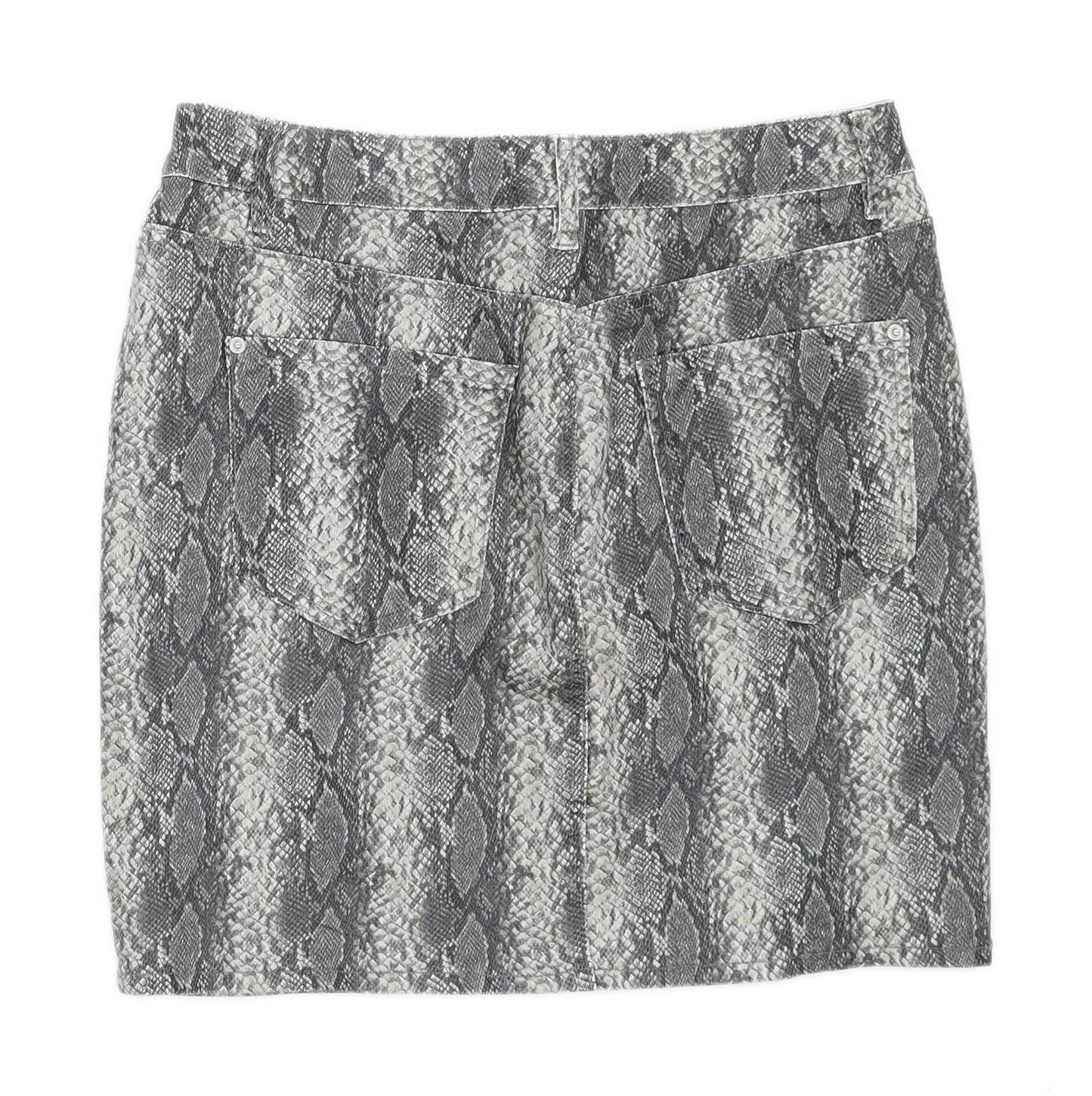 Next Womens Size 10 Imitation Blend Animal Print Grey Skirt (Regular)