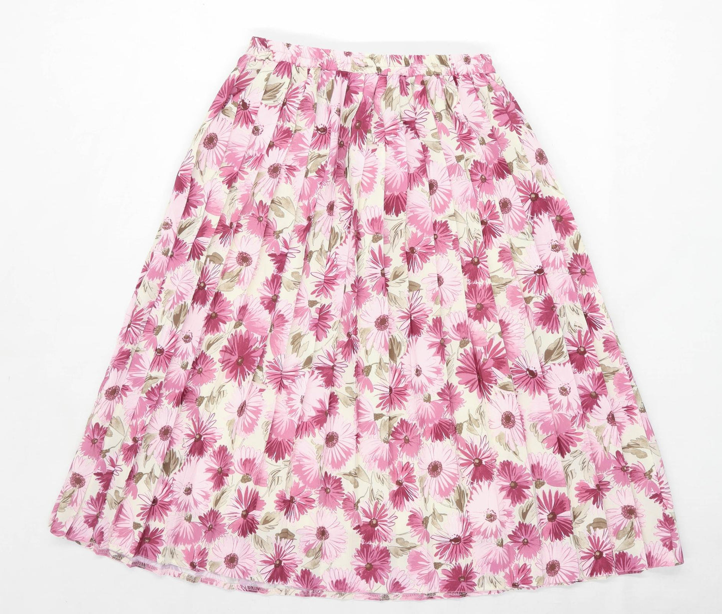 Northmoor Womens Size 12 Floral Pink Pleated Skirt (Regular)