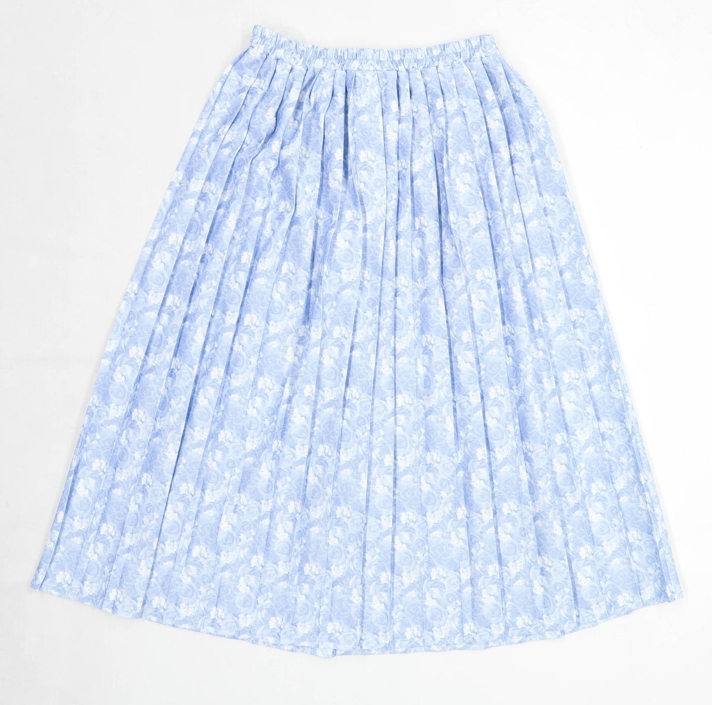 Preworn Womens Size 14 Floral Blue Pleated Skirt (Regular)