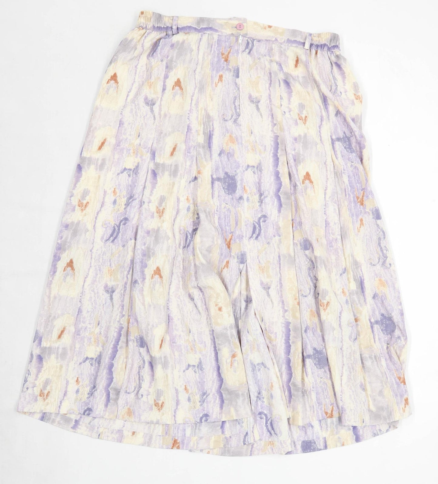 Jouve Womens Size 18 Abstract Cream Front & Back Slit Pleated Skirt (Regular)