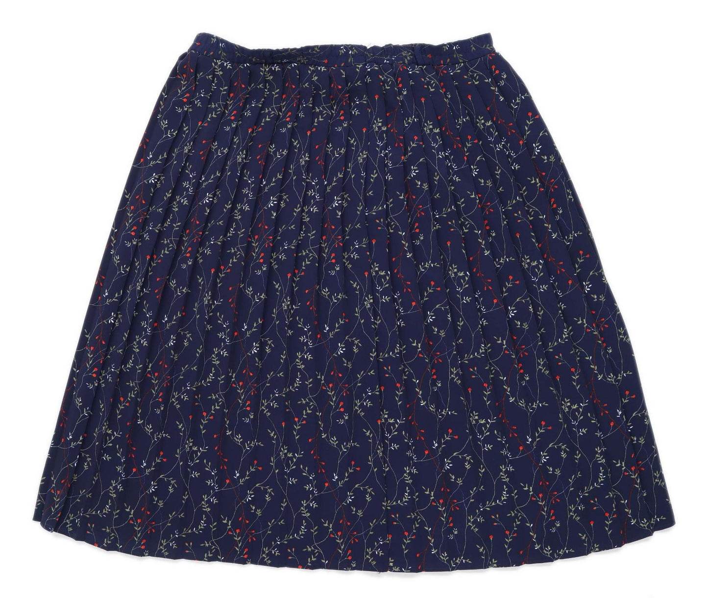 Bonmarche Womens Size 12 Floral Blue Pleated Skirt (Regular)