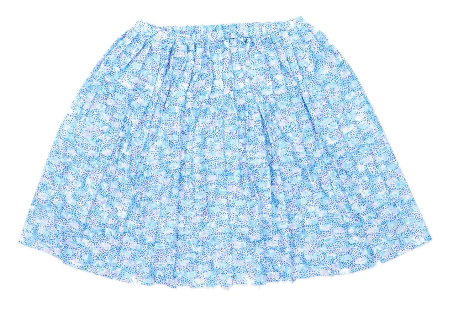 Preworn Womens Size 16 Floral Blue Pleated Skirt (Regular)
