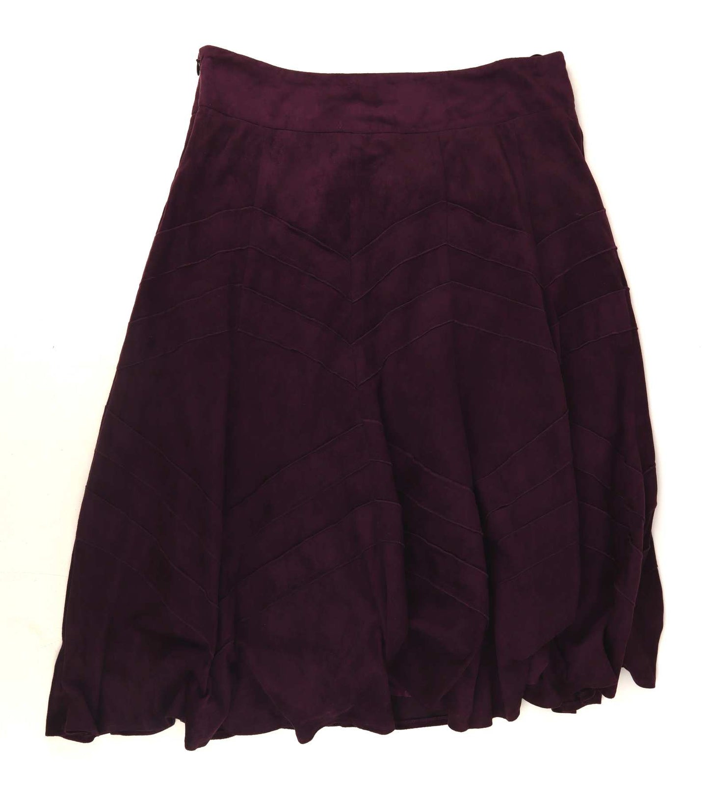 M&Co Womens Size 12 Textured Purple Faux Suede A-Line Skirt (Regular)