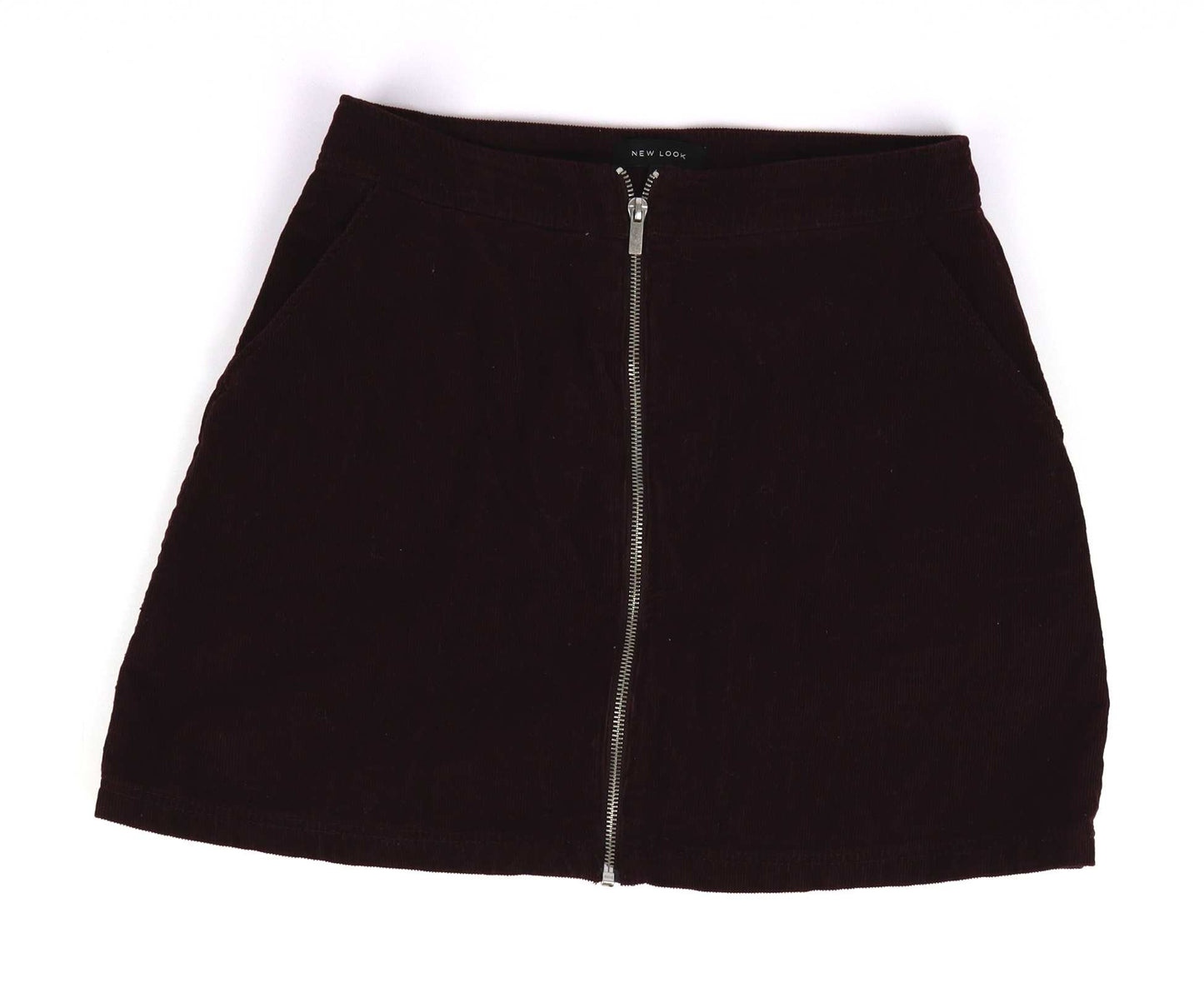 New Look Womens Size 10 Red Cotton Burgundy Skirt (Regular)