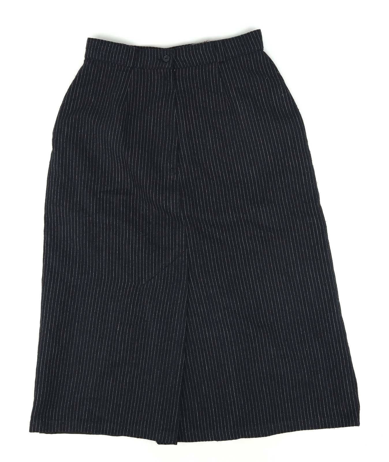 Notch Womens Size 12 Black Striped Pleated Skirt (Regular)