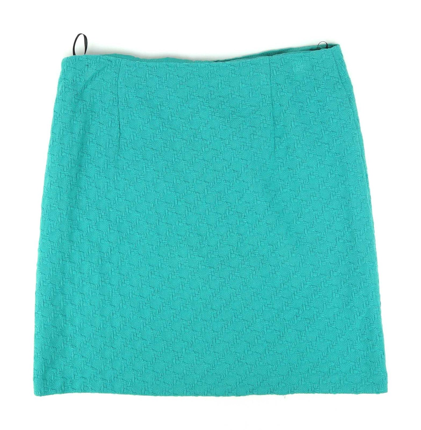 Marks & Spencer Womens Size 14 Green Textured Wool Blend Skirt (Regular)