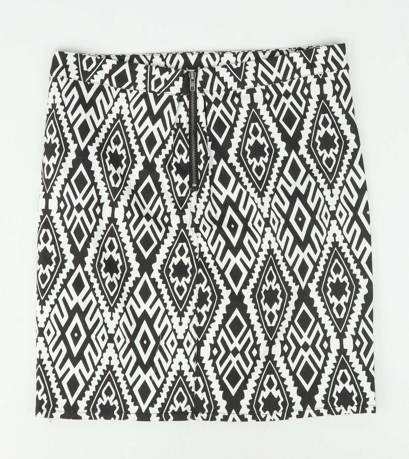 Boohoo Womens Size 10 Black Geometric Skirt (Regular)