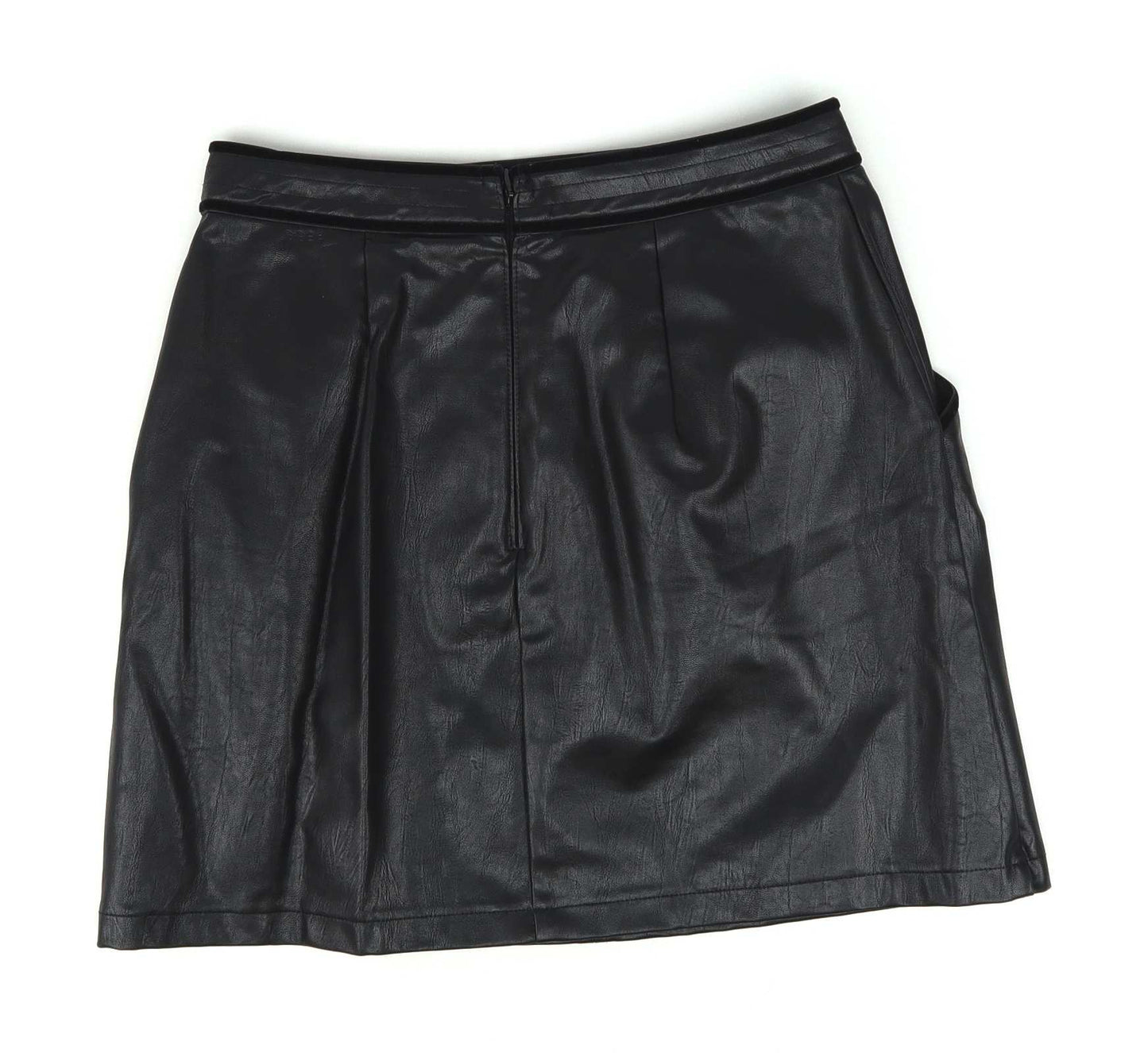 Lipsy Womens Size 8 Black Polyurethane Skirt (Regular)