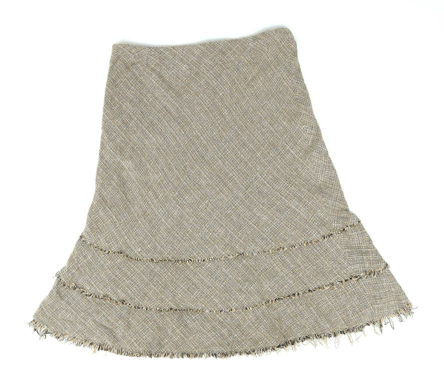 Kew Womens Size 10 Brown Textured Flare Skirt (Regular)