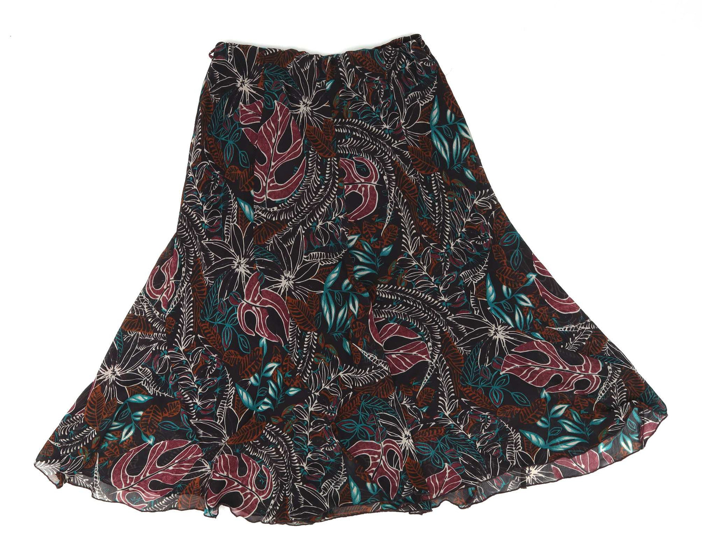 Bonmarche Womens Size 12 Multi-Coloured Floral Flare Skirt (Regular)