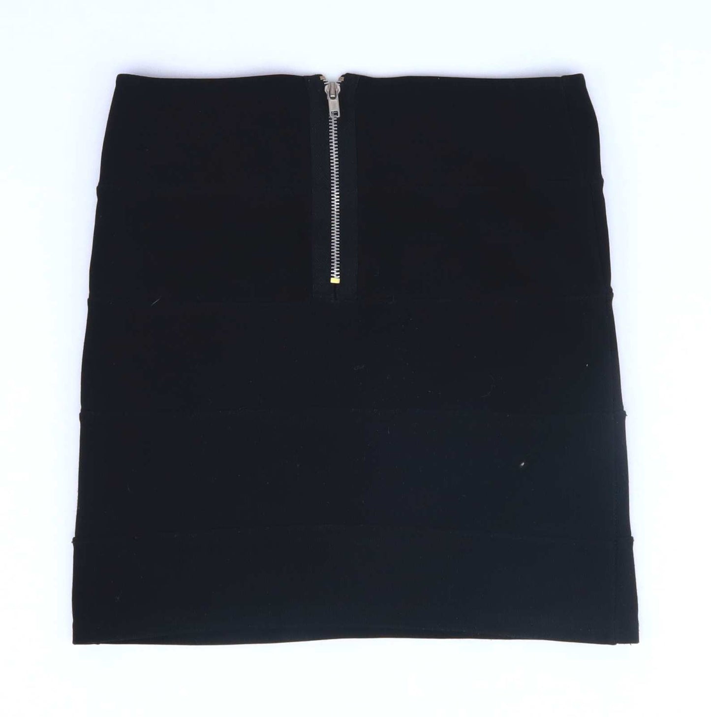 Preworn Womens Size 10 Striped Black Stretchy Pencil Skirt (Regular)
