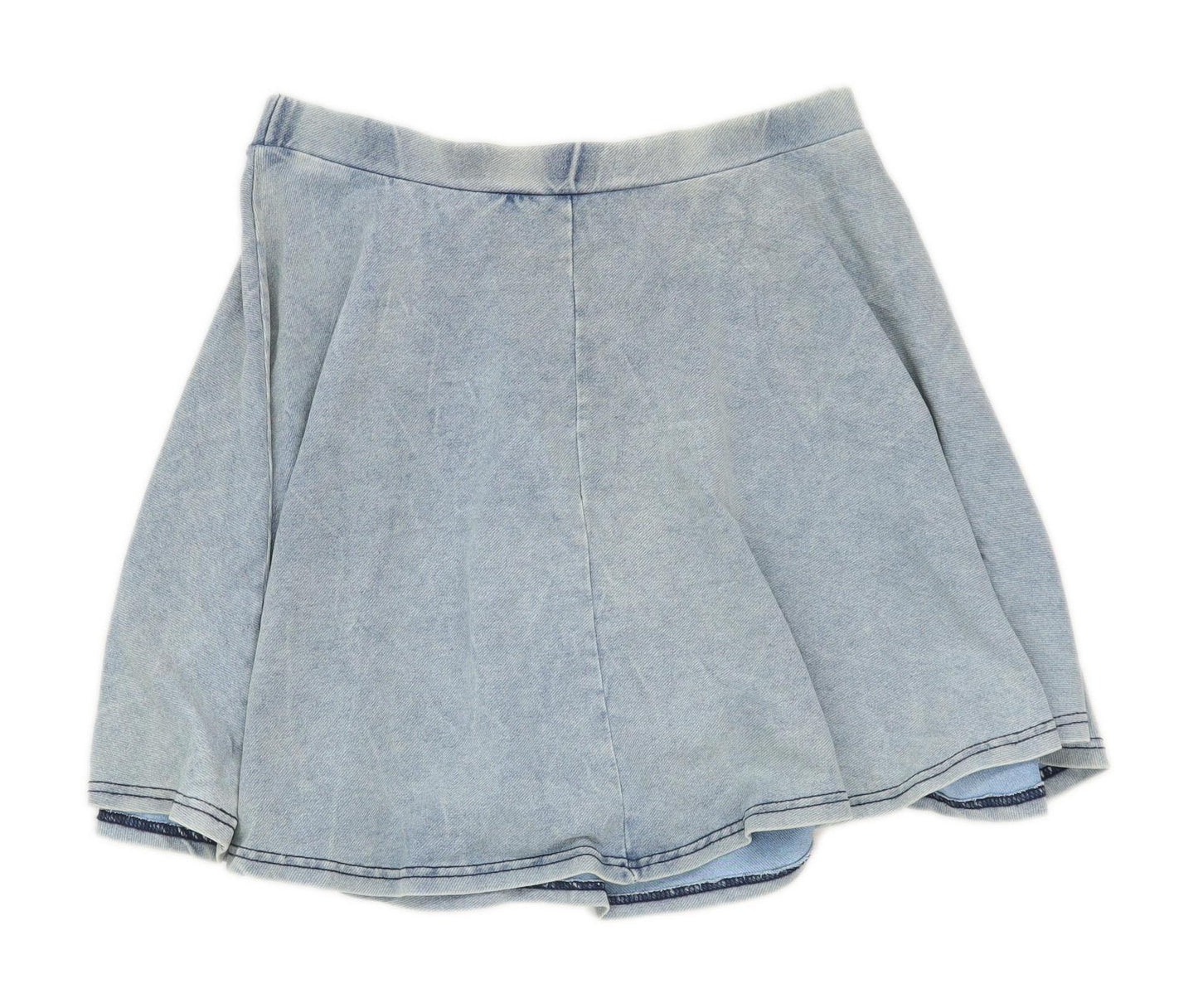 New Look Womens Size 10 Cotton Blend Blue Skater Skirt (Regular)