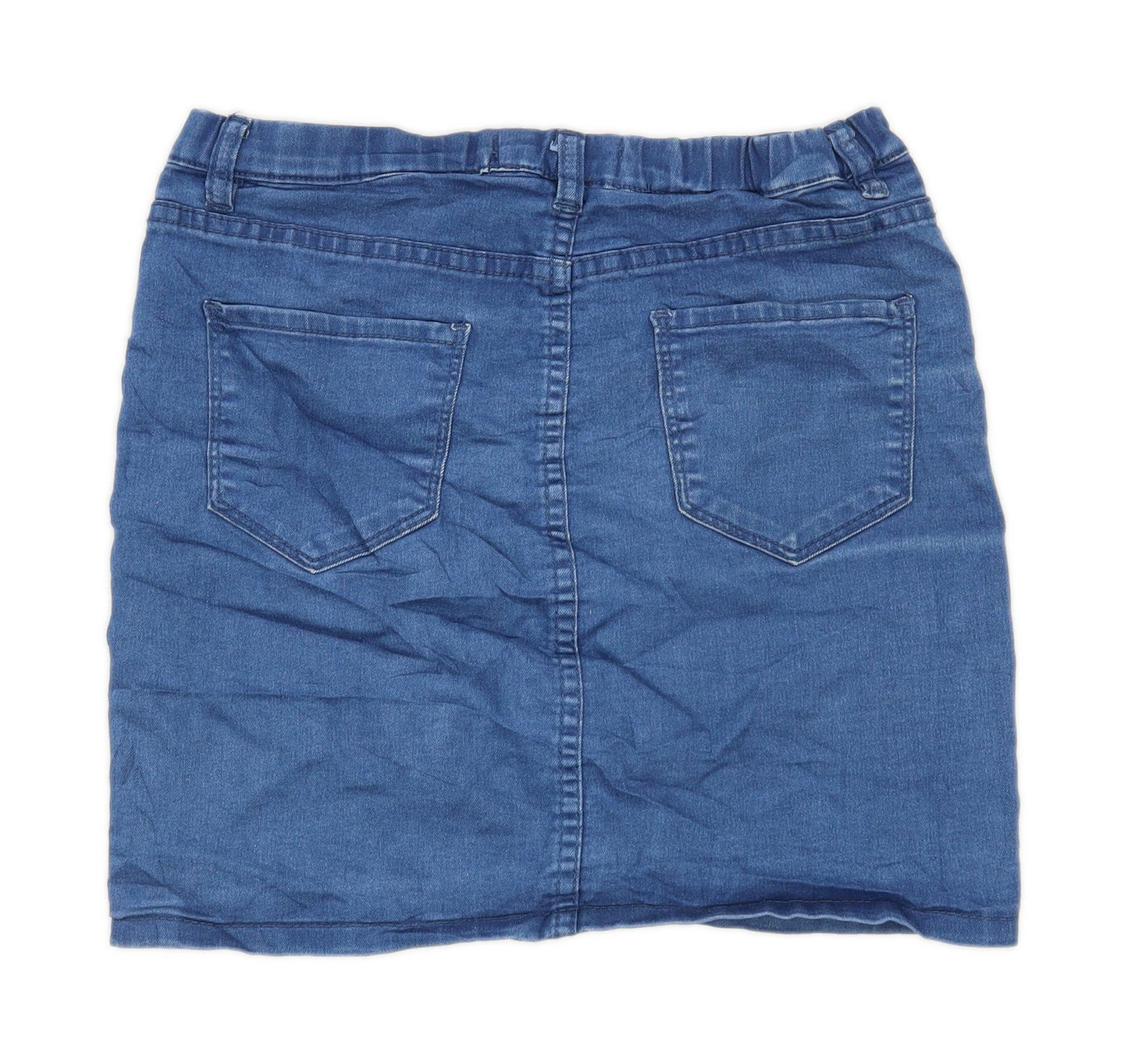 New Look Womens Size 8 Cotton Blend Blue Skirt (Regular)