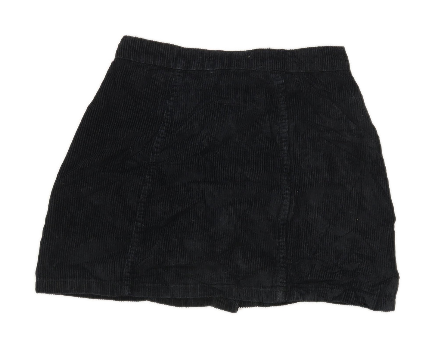 Denim Co Womens Size 6 Cotton Textured Black Corduroy Skirt (Regular)