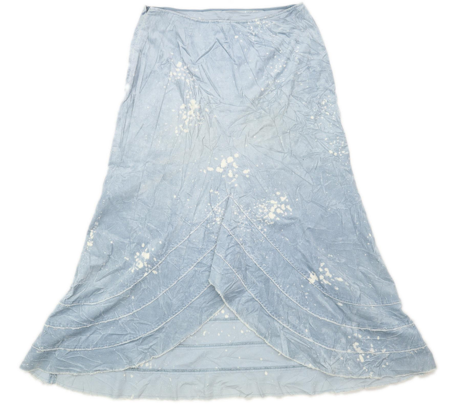 Marks & Spencer Womens Size 14 Cotton Blend Abstract Blue Corduroy Skirt (Tall)