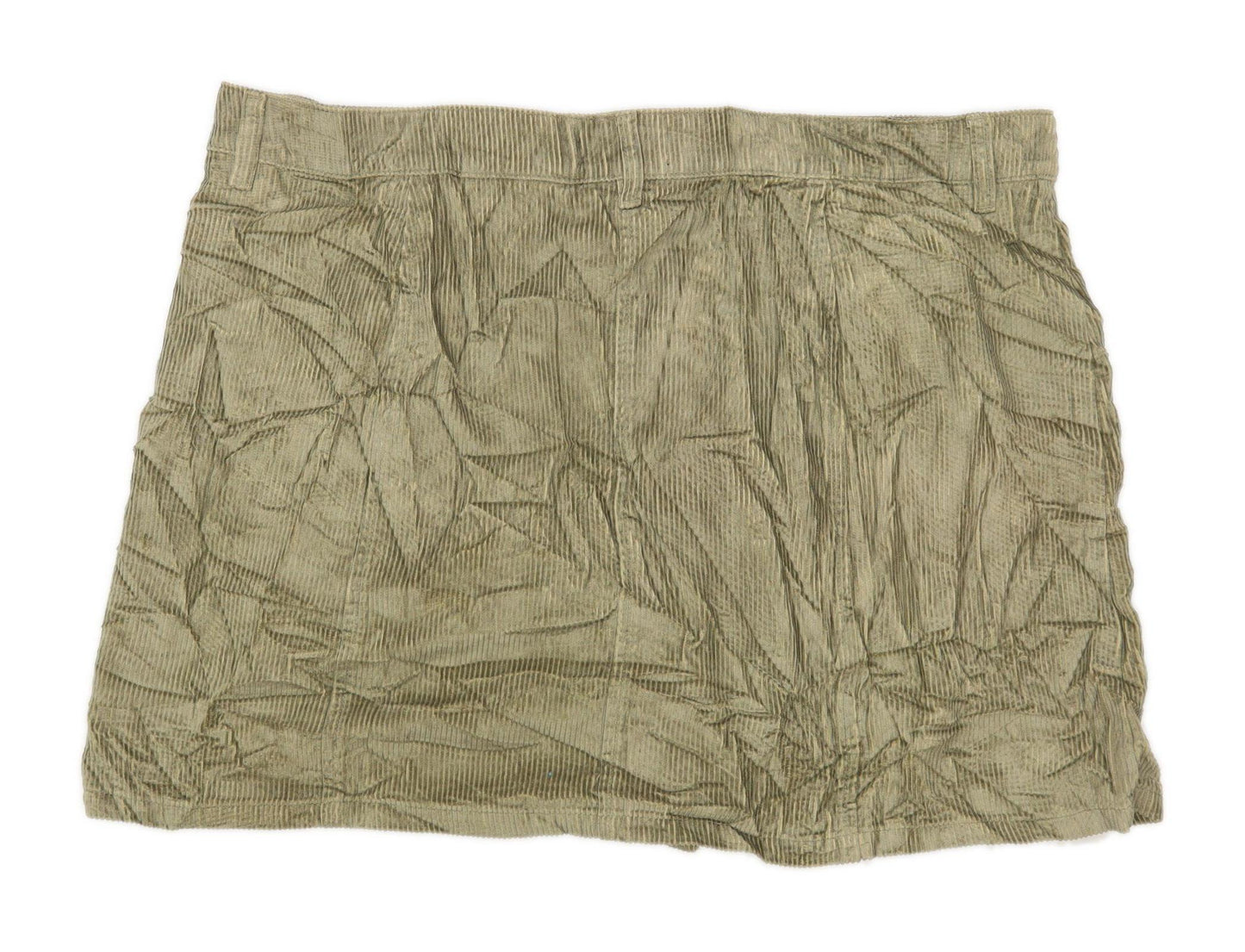 Next Womens Size 20 Cotton Textured Green Corduroy Skirt (Regular)