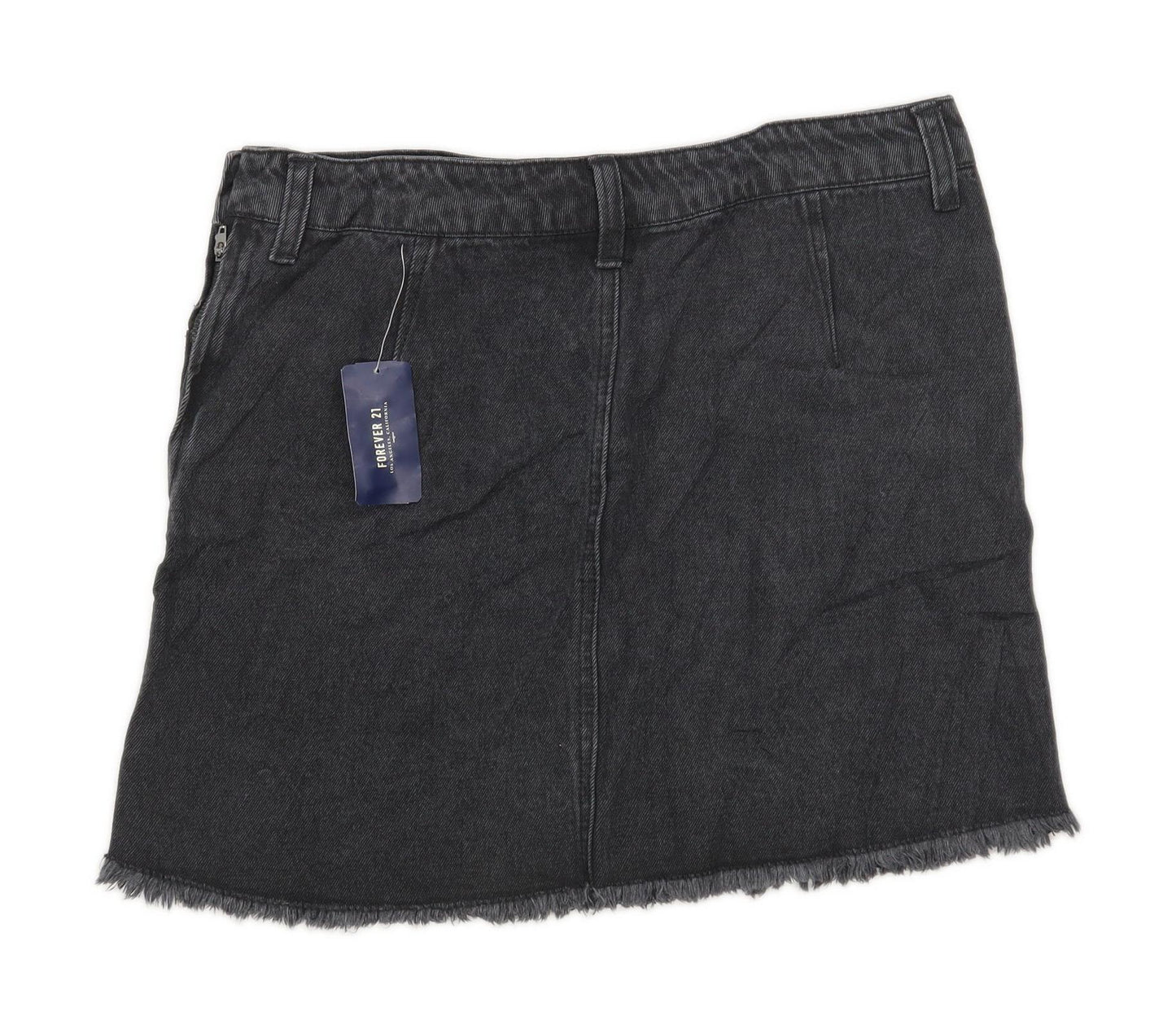 Forever 21 Womens Size W31 Denim Floral Black Skirt (Regular)