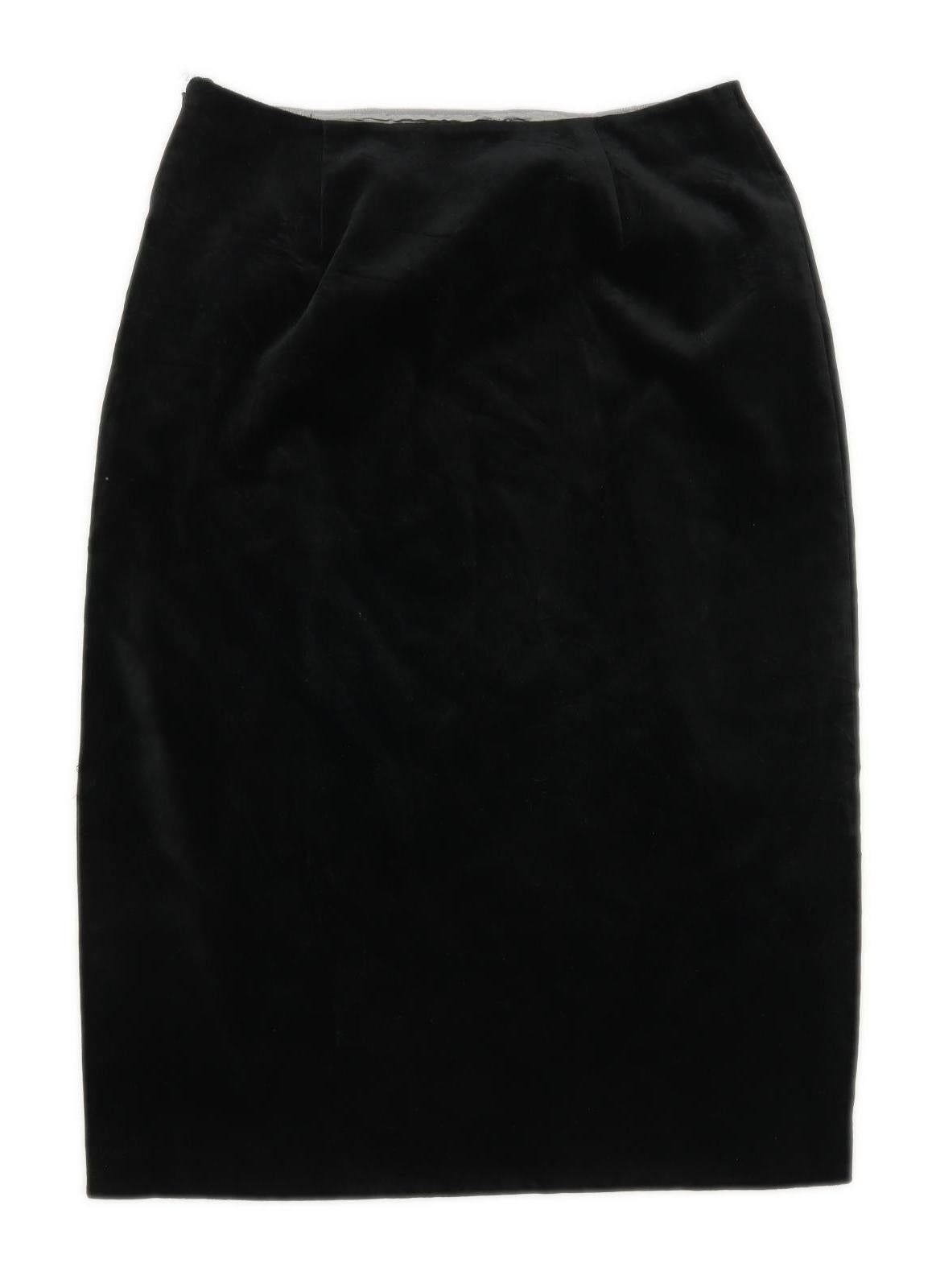 Marks & Spencer Womens Size 16 Cotton Blend Textured Black Skirt (Regular)