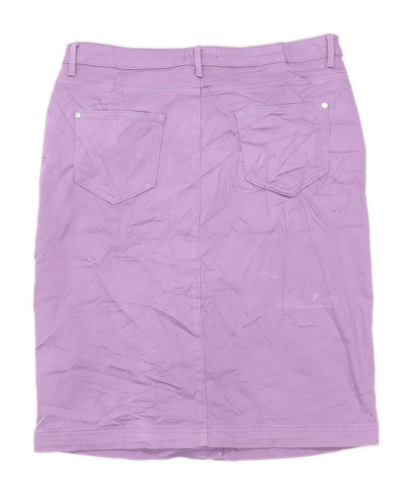 Marks & Spencer Womens Size 16 Cotton Blend Purple Skirt (Regular)