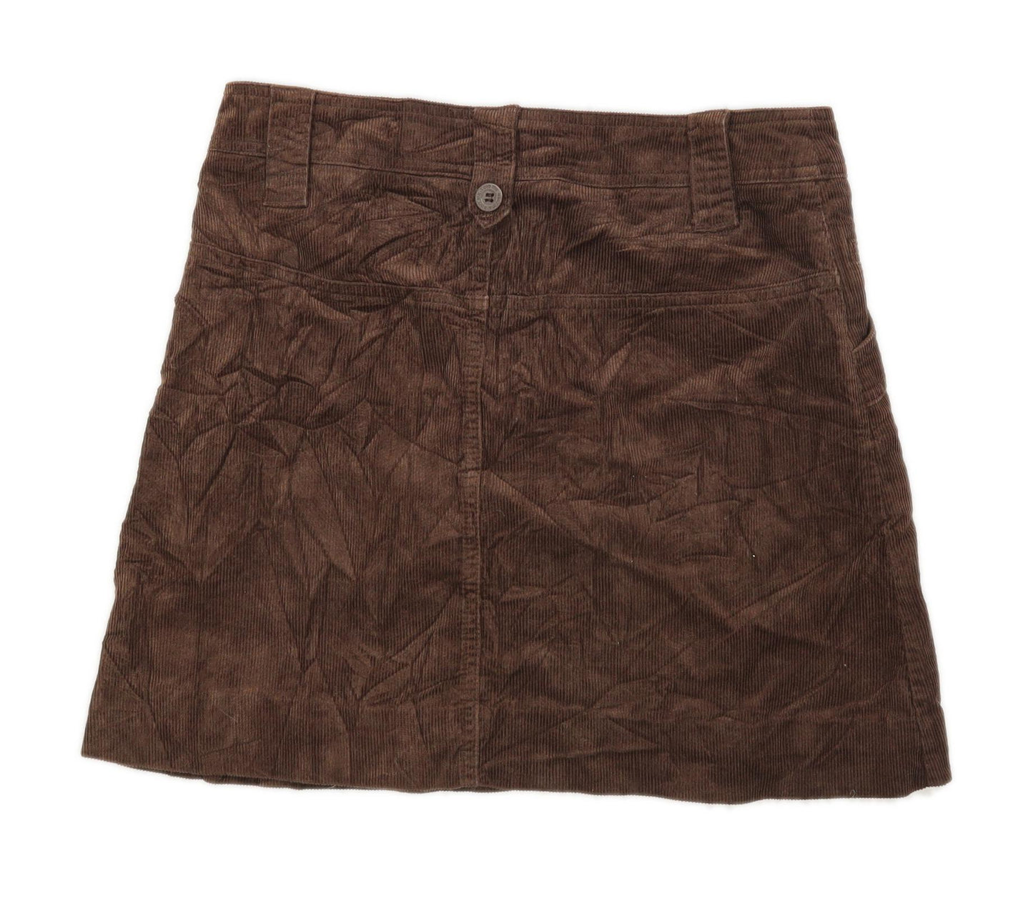 New Look Womens Size 10 Cotton Textured Brown Corduroy Skirt (Regular)