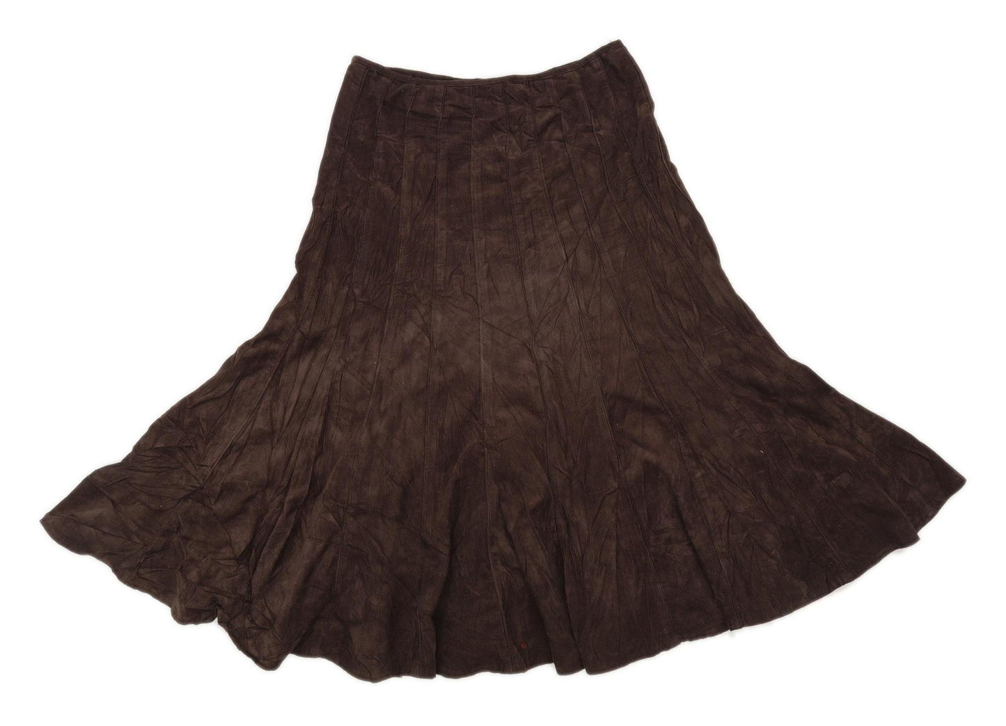 Per Una Womens Size 10 Cotton Textured Brown Corduroy Flare Skirt (Regular)