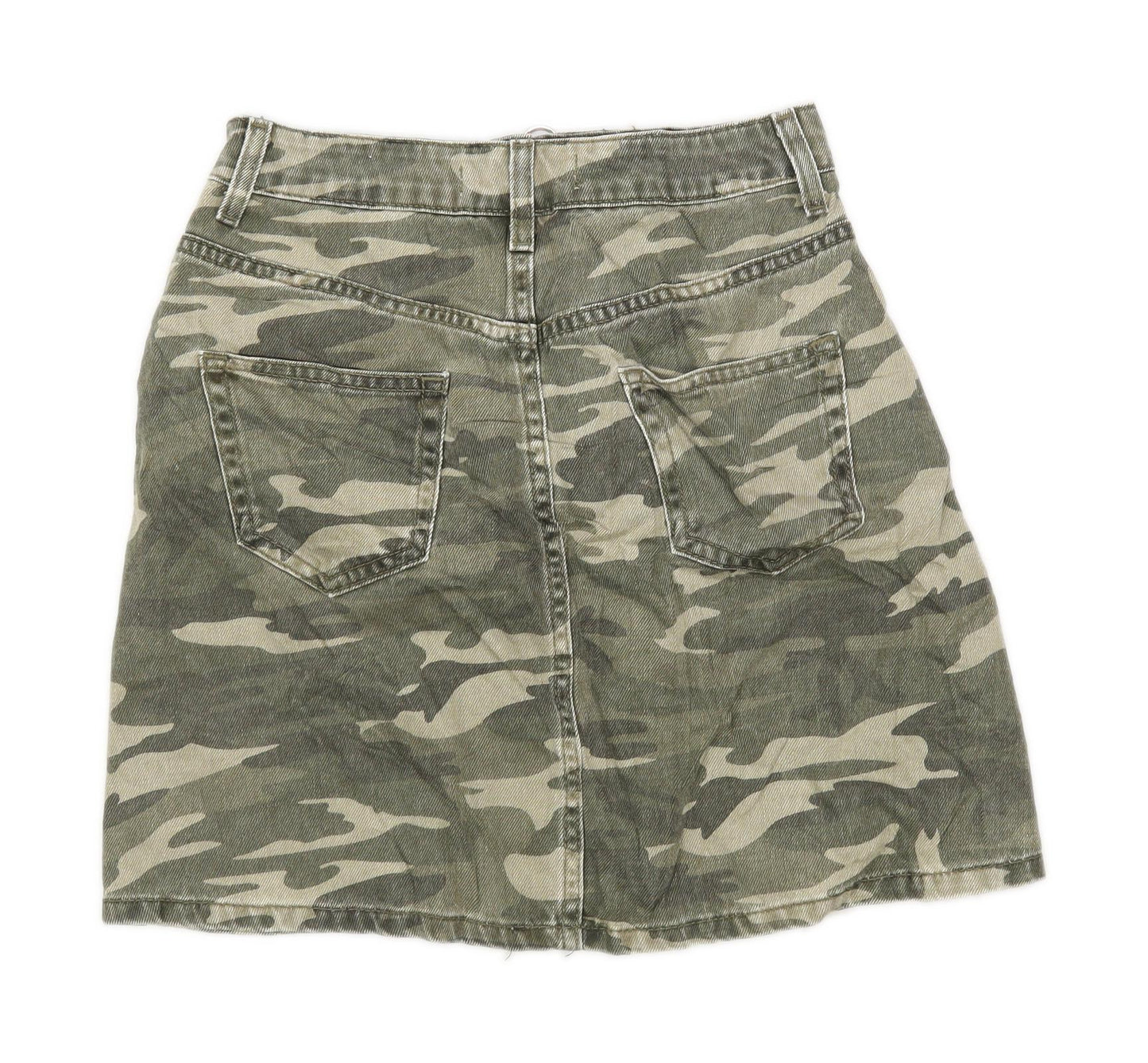 Denim Co Womens Size 4 Denim Camouflage Green Skirt (Regular)