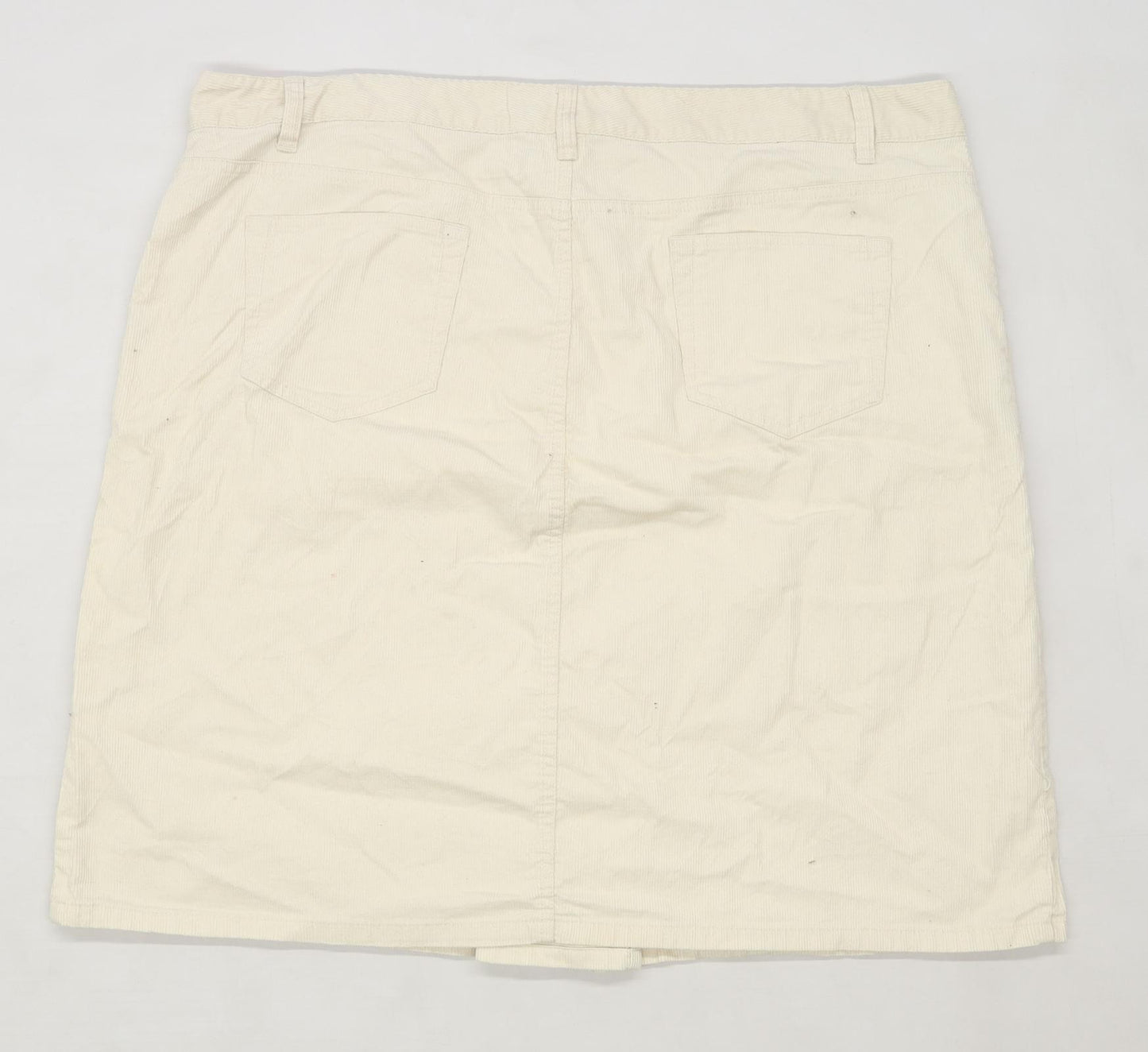 Old Navy Womens Size 20 Cotton Textured Cream Corduroy Skirt (Regular)