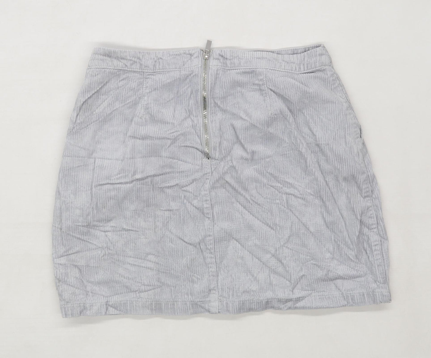 New Look Womens Size 10 Cotton Textured Purple Corduroy Skirt (Regular)