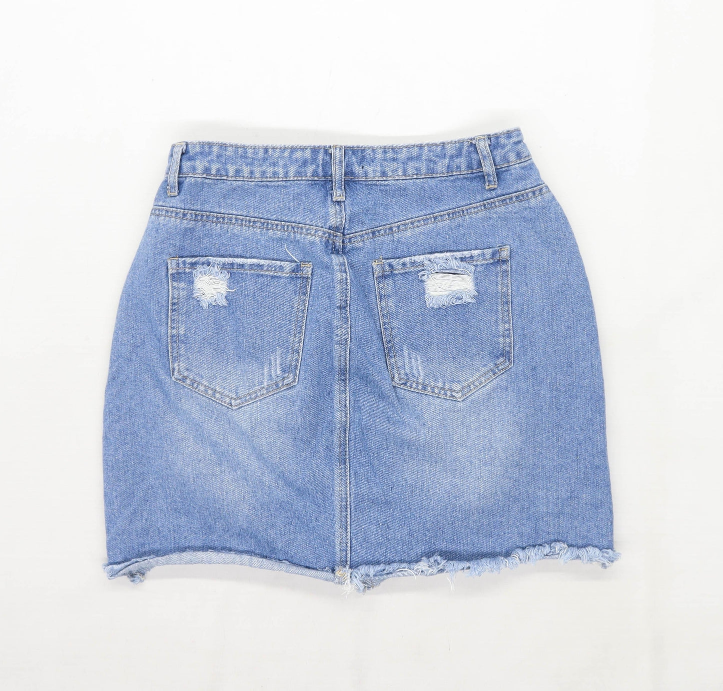 Missguided Womens Size 8 Denim Blue Distressed Skirt (Regular)