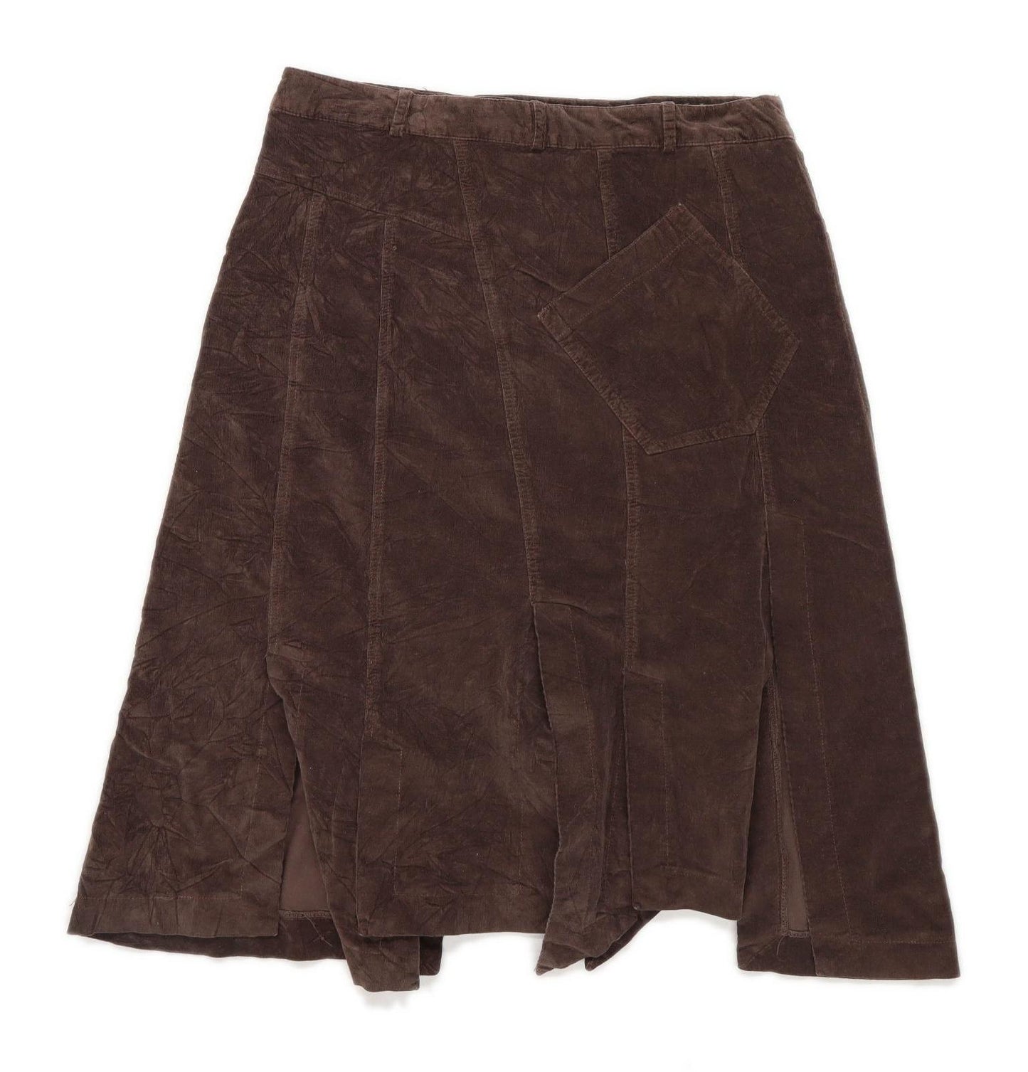 AI Womens Size 12 Cotton Brown Asymmetric Skirt (Regular)
