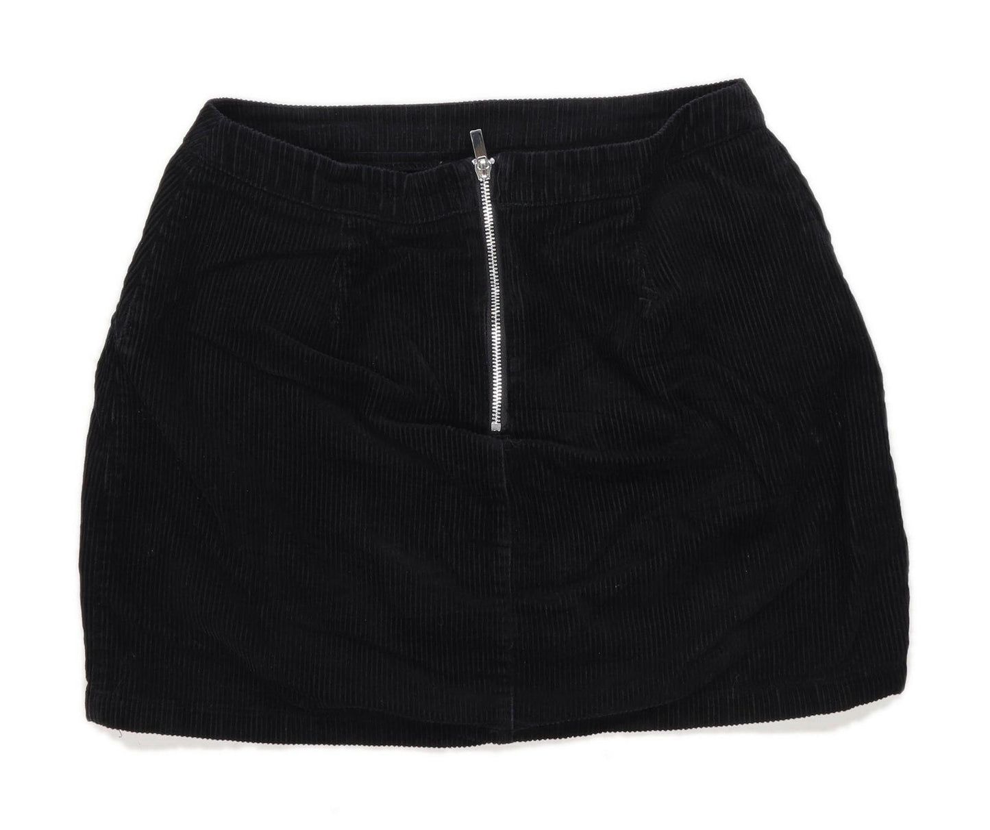 New Look Womens Size 10 Corduroy Textured Black Skirt (Regular)