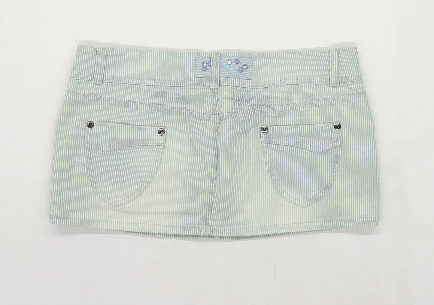 New Look Womens Size 14 Denim Striped Blue Skirt (Regular)