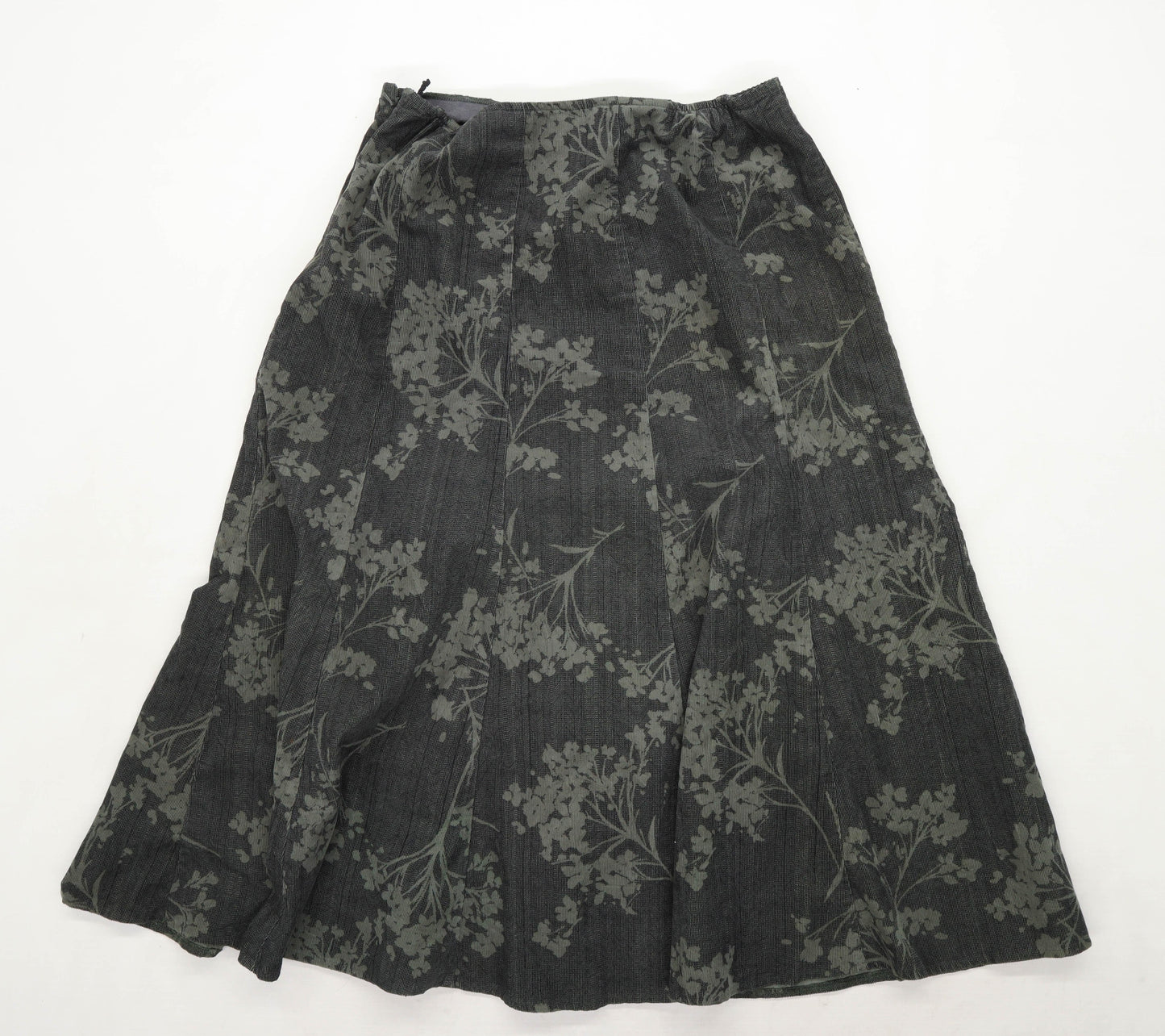 Marks & Spencer Womens Size 14 Cotton Floral Green Skirt (Regular)