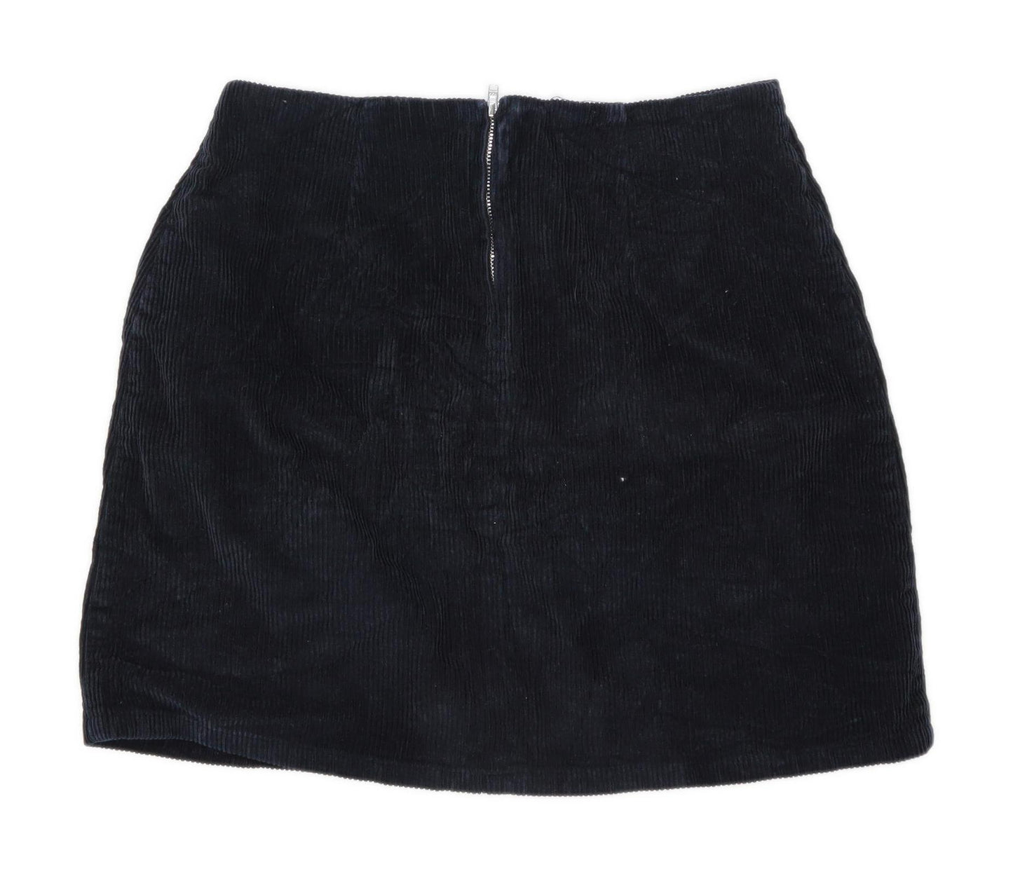 New Look Womens Size 10 Corduroy Black A-Line Skirt (Regular)