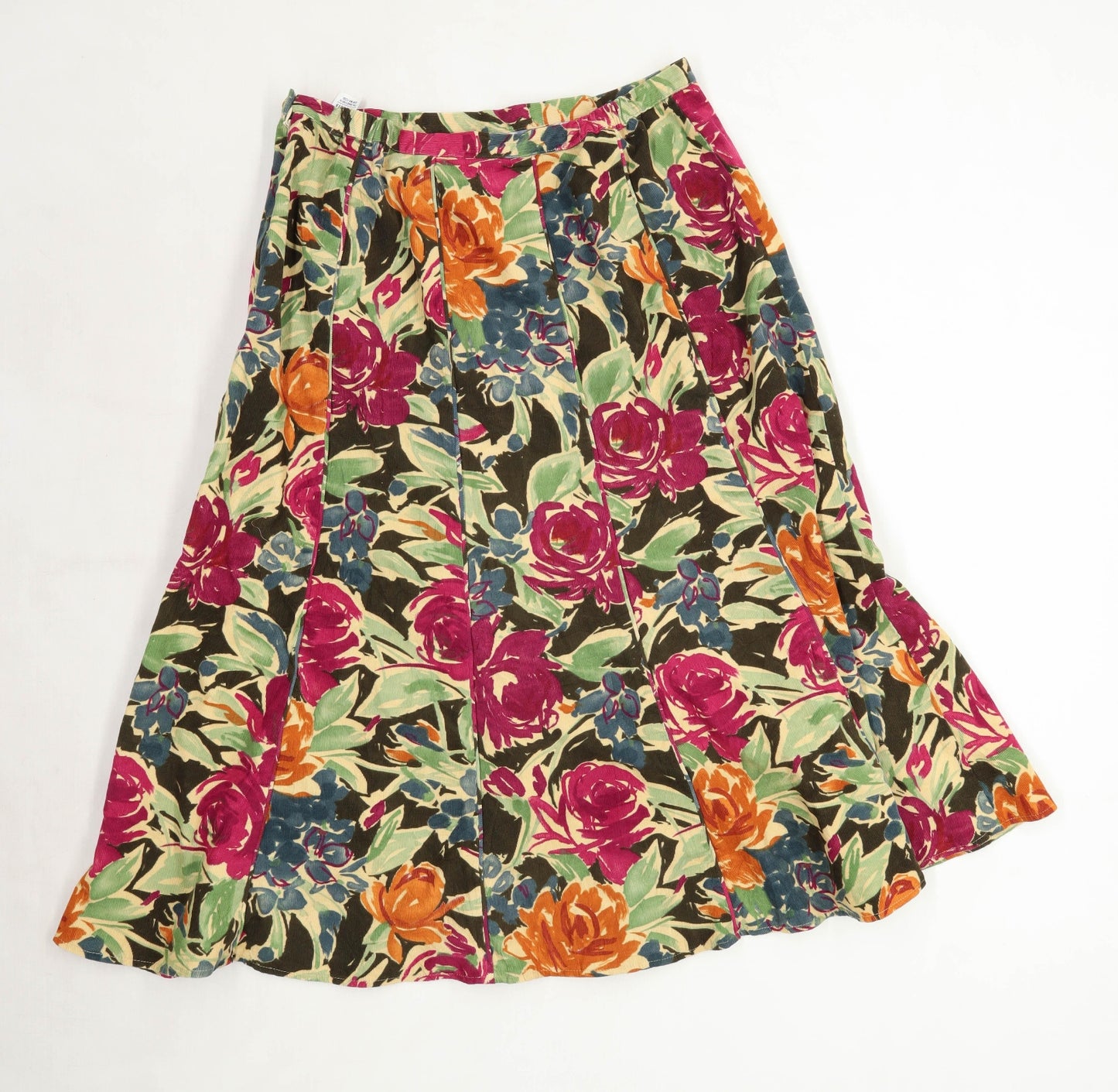 Marks & Spencer Womens Size 12 Corduroy Floral Multi-Coloured Skirt (Regular)