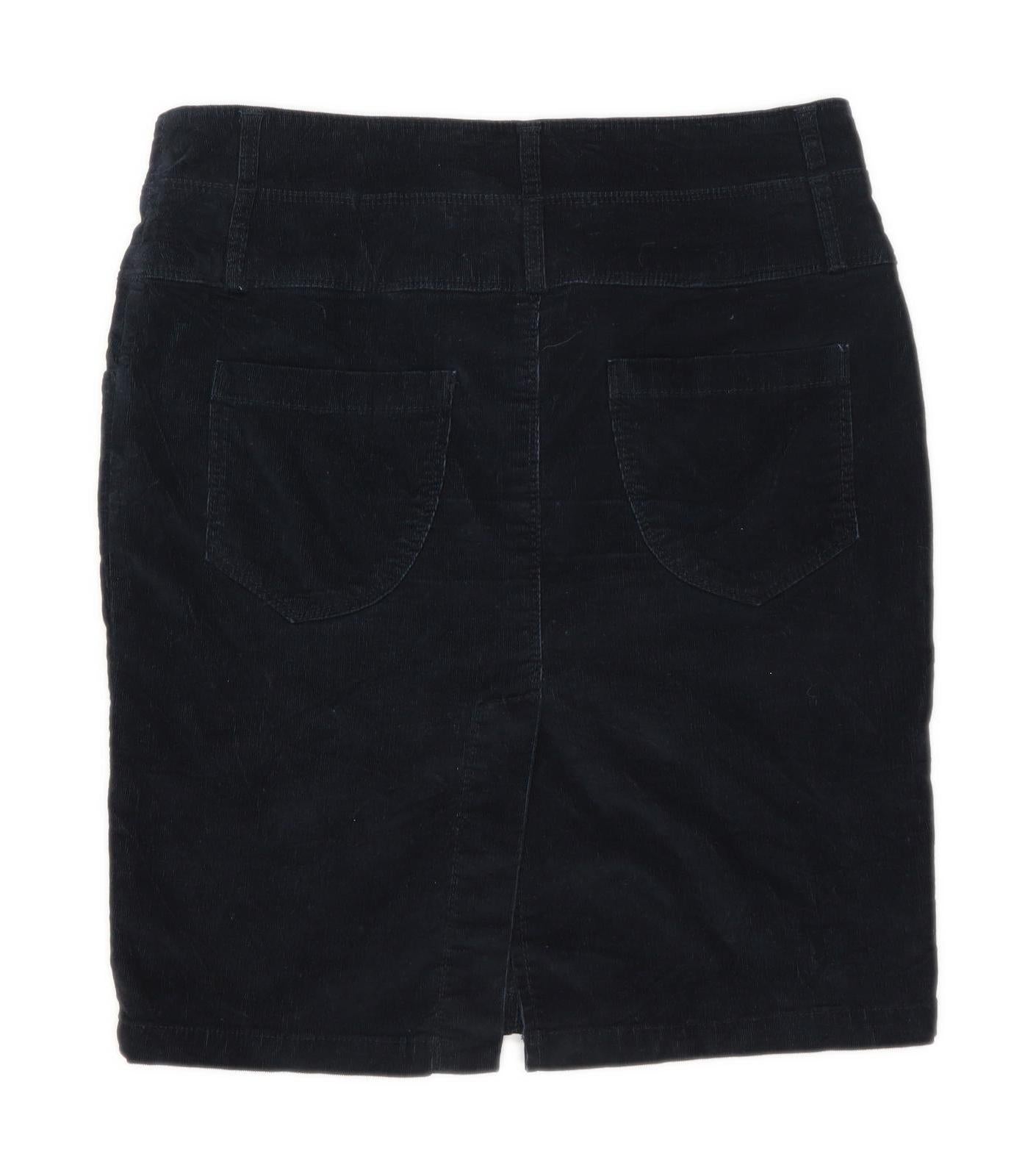 Benetton Womens Size W29 Corduroy Black Pencil Skirt (Regular)