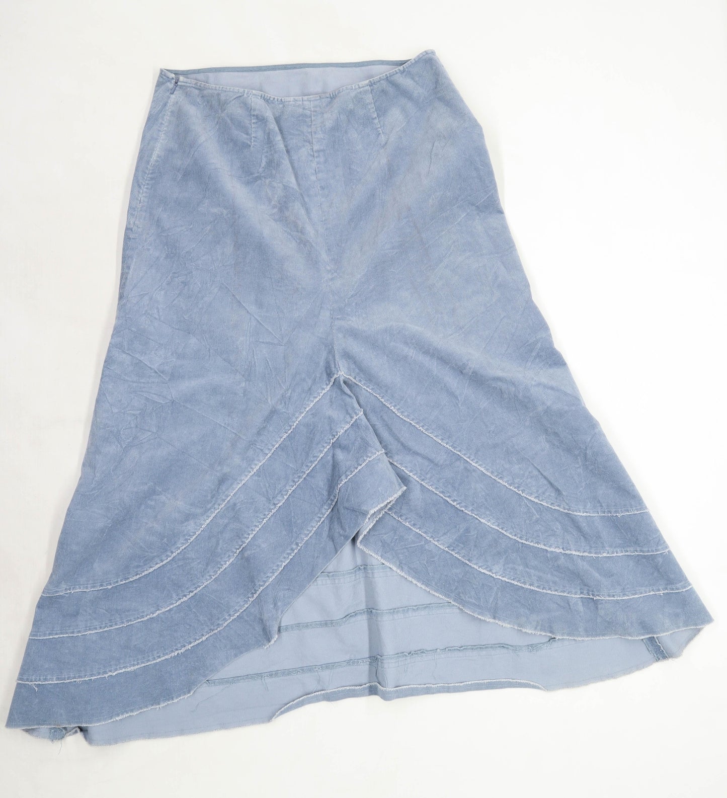 Per Una Womens Size 14 Corduroy Blend Textured Blue Skirt (Regular)