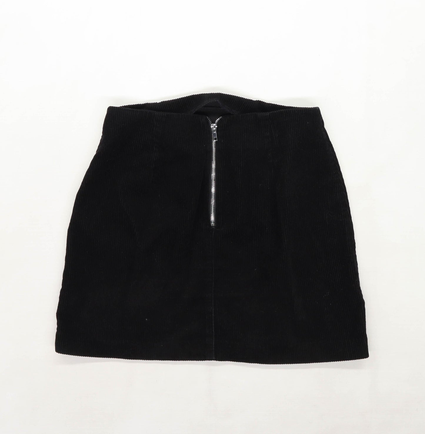 New Look Womens Size 10 Corduroy Textured Black Skirt (Regular)