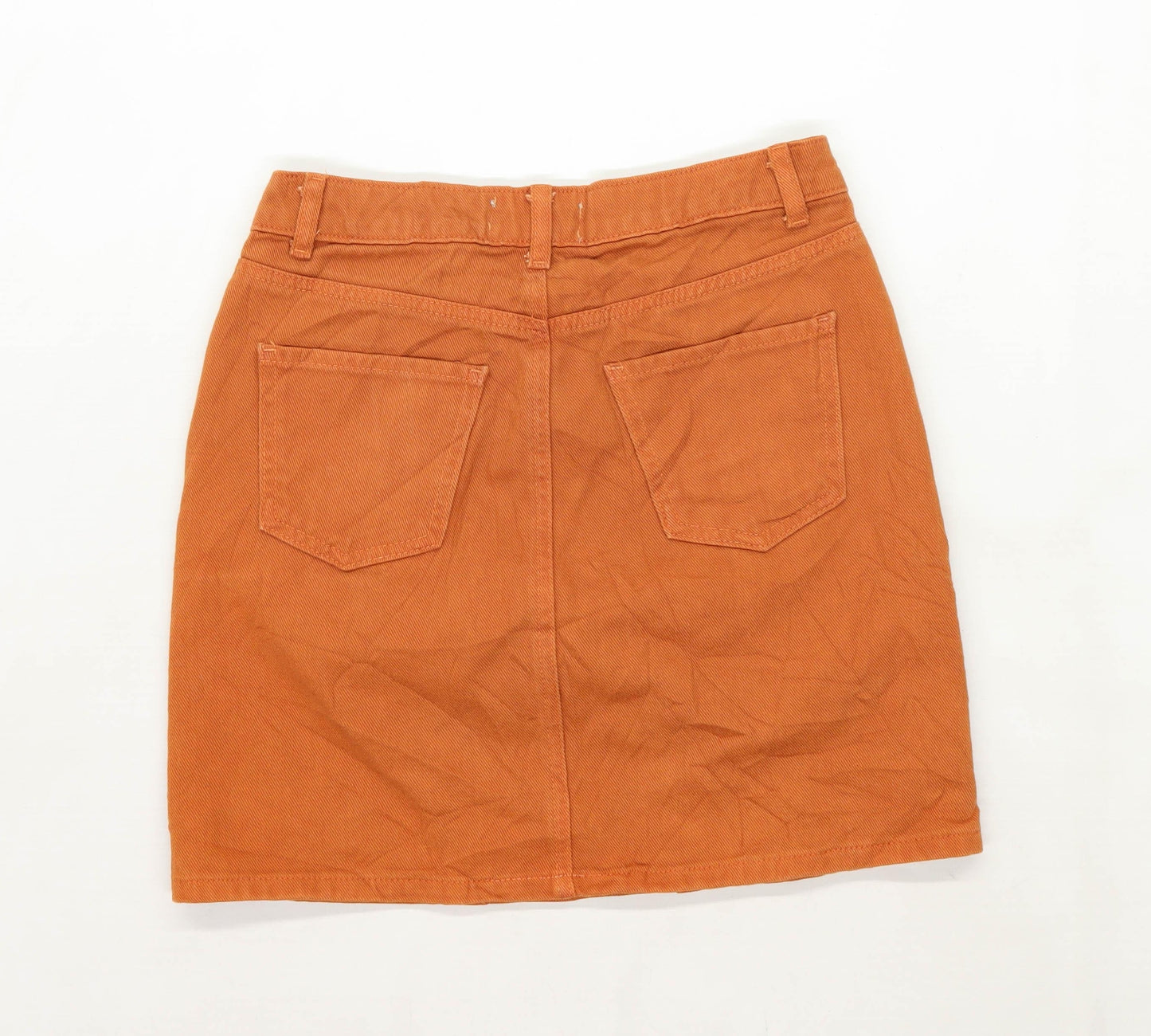 New Look Womens Size 8 Cotton Blend Orange Skirt (Regular)