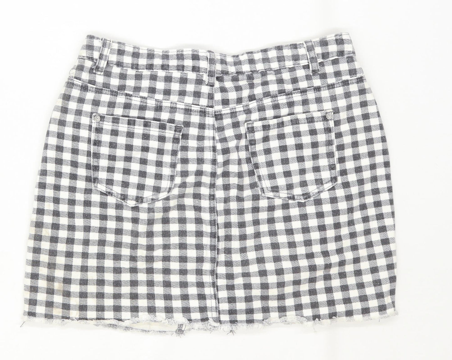 Missguided Womens Size 12 Cotton Check Multi-Coloured Skirt (Regular)