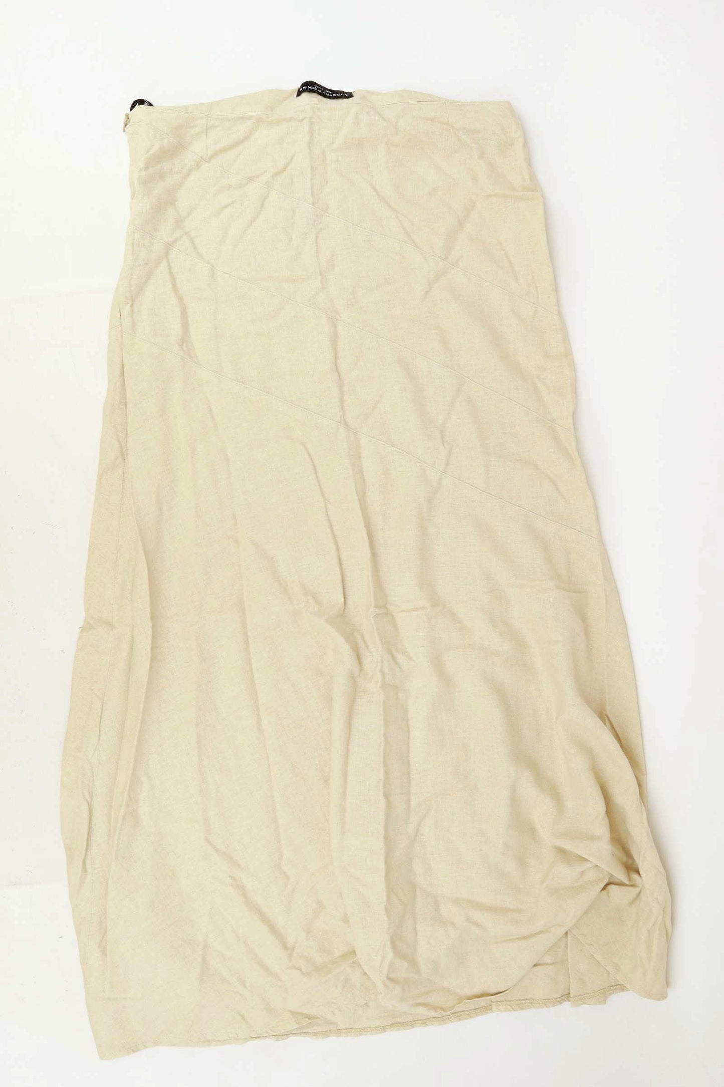 Dorothy Perkins Womens Size 14 Linen Blend Beige Flare Skirt (Regular)