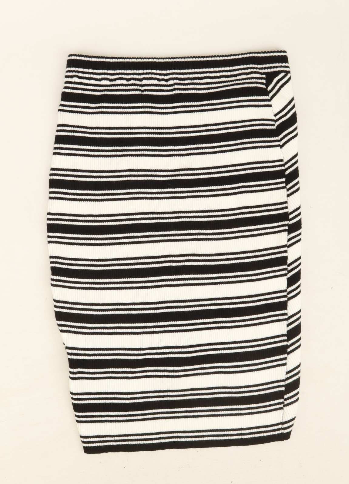 Preworn Womens Size S Striped White Elasticated Waist Pencil Skirt (Regular)