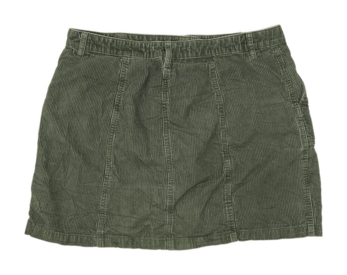 Next Womens Size 16 Corduroy Textured Green Skirt (Regular)
