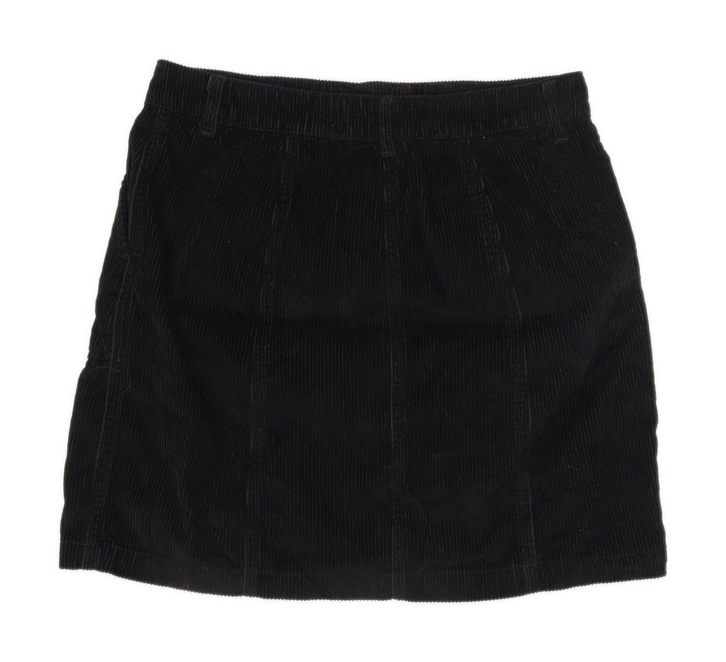Next Womens Size 10 Corduroy Textured Black Skirt (Regular)