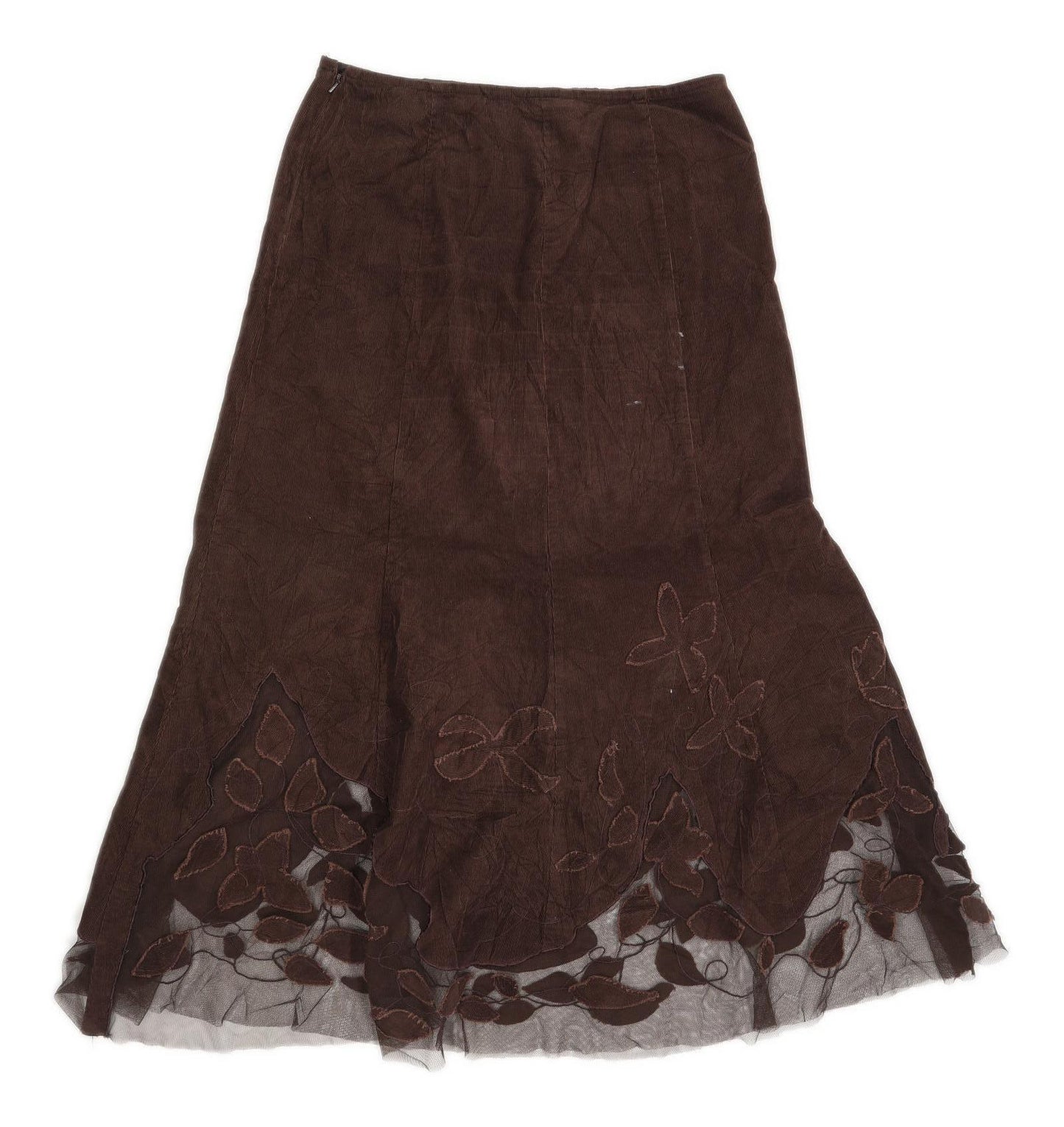 Per Una Womens Size 10 Cotton Blend Textured Brown Skirt (Regular)