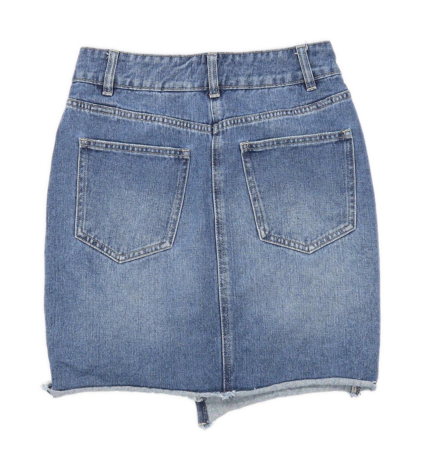 Next Womens Size 4 Denim Blue Skirt (Regular)