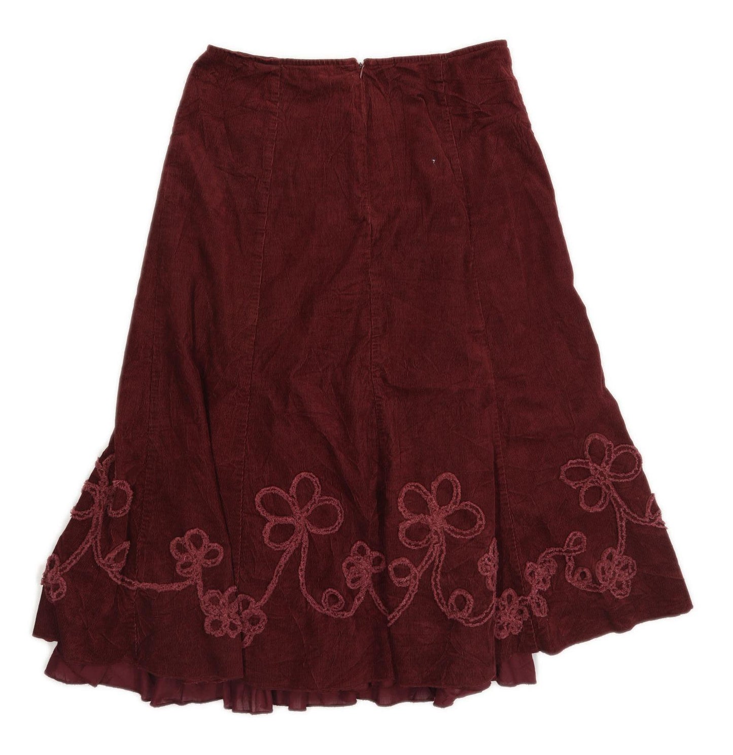 Marks & Spencer Womens Size 12 Corduroy Textured Red Skirt (Regular)