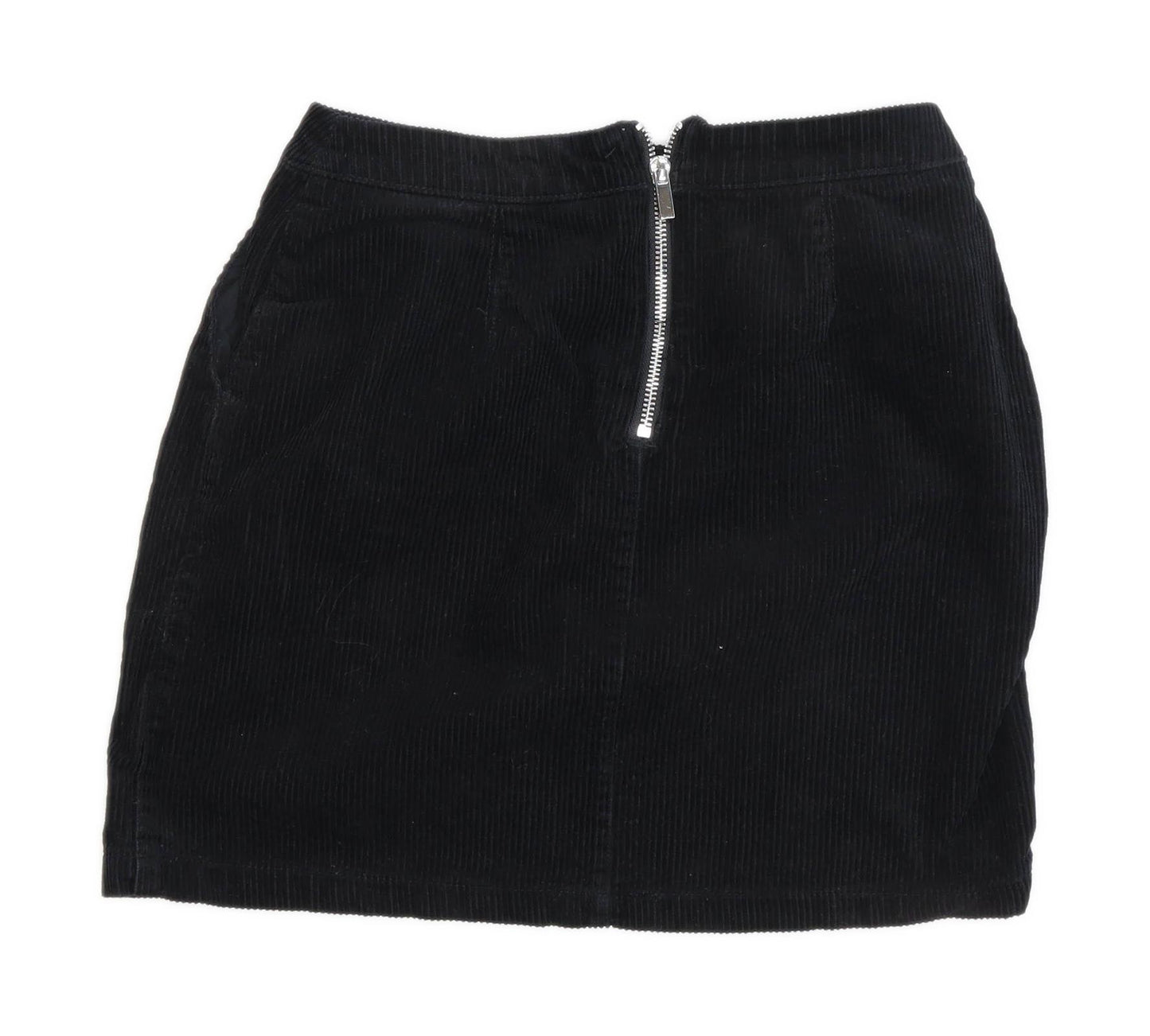 New Look Womens Size 6 Corduroy Black Skirt (Regular)