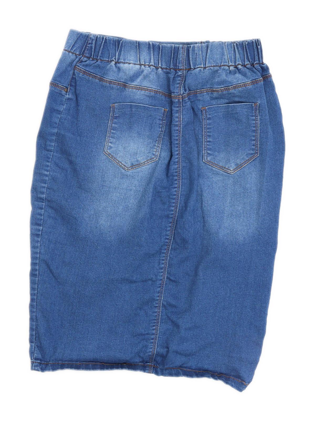 Papaya Womens Size 14 Denim Blue Skirt (Regular)
